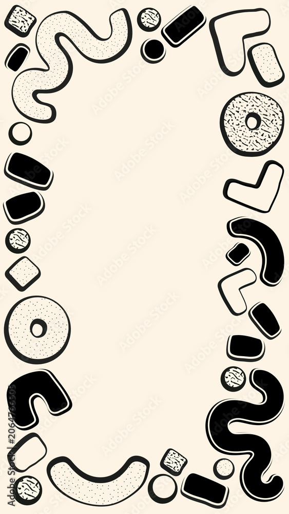Fototapeta premium Cute memphis frame iPhone wallpaper, blue abstract background