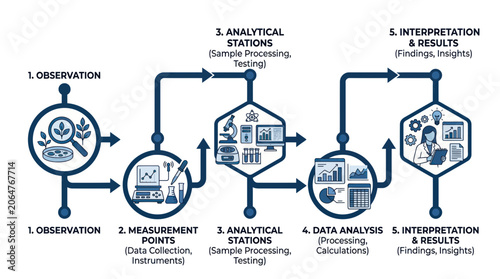 Photos Scientific Research Process Flowchart: Observation to Interpretation