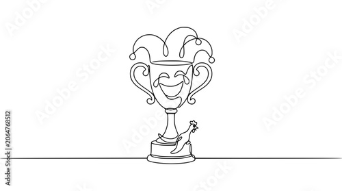 Tablou pe pânză Funny Trophy with Laughing Face and Chicken