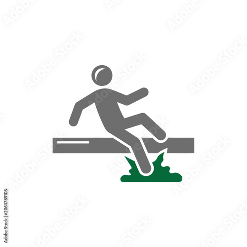 Person falling off edge, accident, slip hazard icon