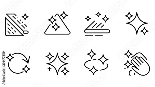 Картината върху платно Clean surface icon set featuring editable stroke outline symbols, hygiene and sa