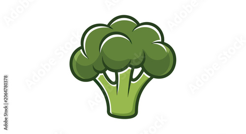 Obraz na plátne Green broccoli floret illustration on white background.