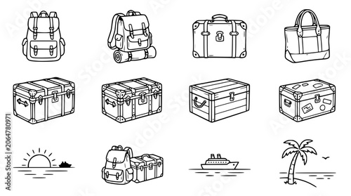 Foto Travel Luggage Collection: Backpacks, Suitcases, Trunks, Tote Bag, Cruise Ship,