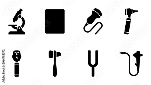 Foto Medical Equipment Icons Set, Silhouette, for Healthcare and Science