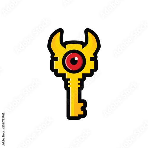 one-eyed golden key with horns