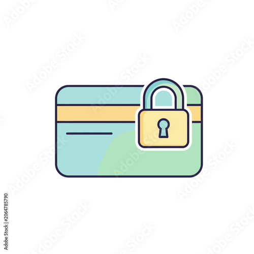Secure Credit Card Icon with Padlock - Digital Payment Security