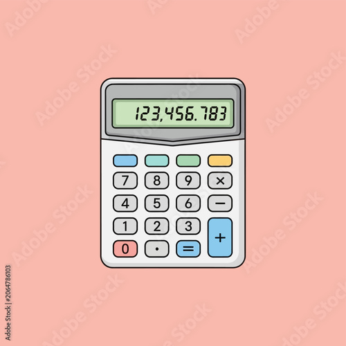 Simple calculator with numbers displayed on screen on a pink background