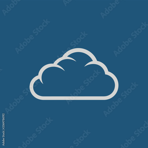 Simple Cloud Icon on Blue Background