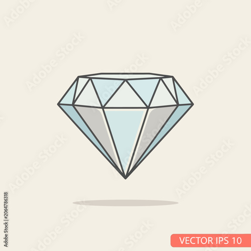 Simple Diamond Icon, Geometric Gemstone Vector