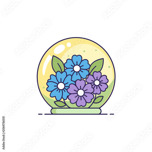 Spring Flowers Snow Globe Icon - Vector Illustration