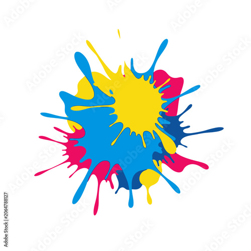 Vibrant CMYK Paint Splatter Explosion