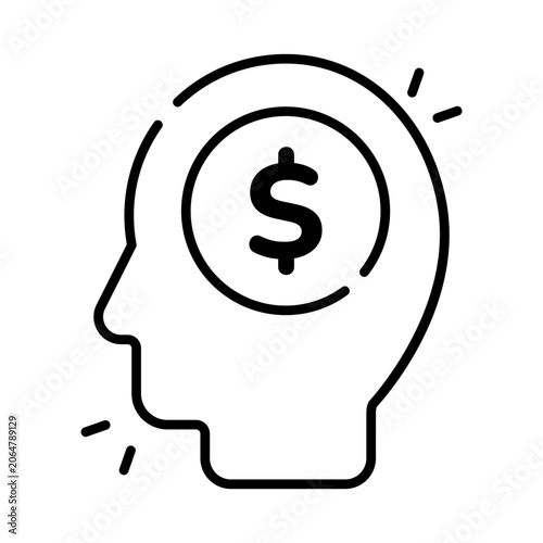 Photos Dollar inside human brain showcasing investor icon