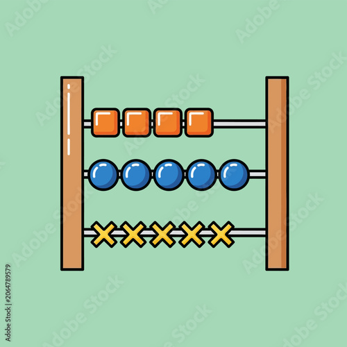 Abacus Counting Tool with Colorful Beads and Shapes