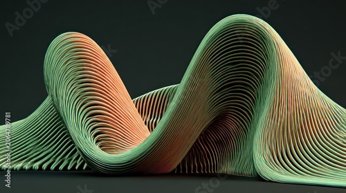 Three dimensional abstract flowing ribbon form exhibits undulating organic shapes