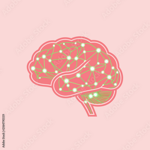 Abstract Brain Network Illustration - Neural Connections, AI, Science
