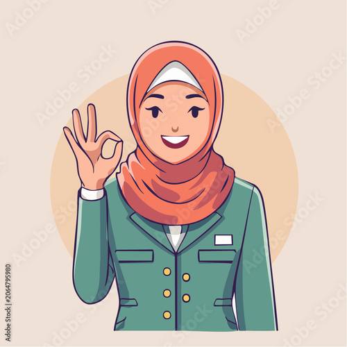 Woman in Hijab Giving OK Sign
