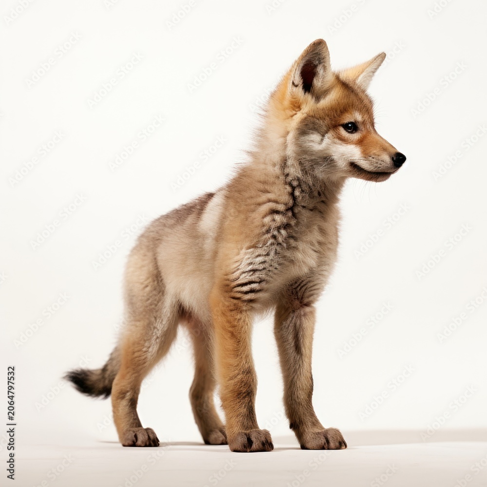 Fototapeta premium Baby wolve wildlife standing mammal.
