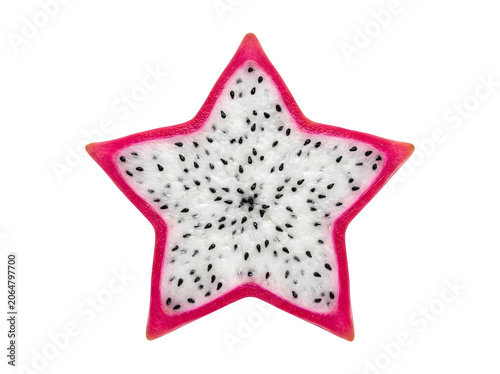 Dragon fruit slice star shaped seeds, isolated on transparent background