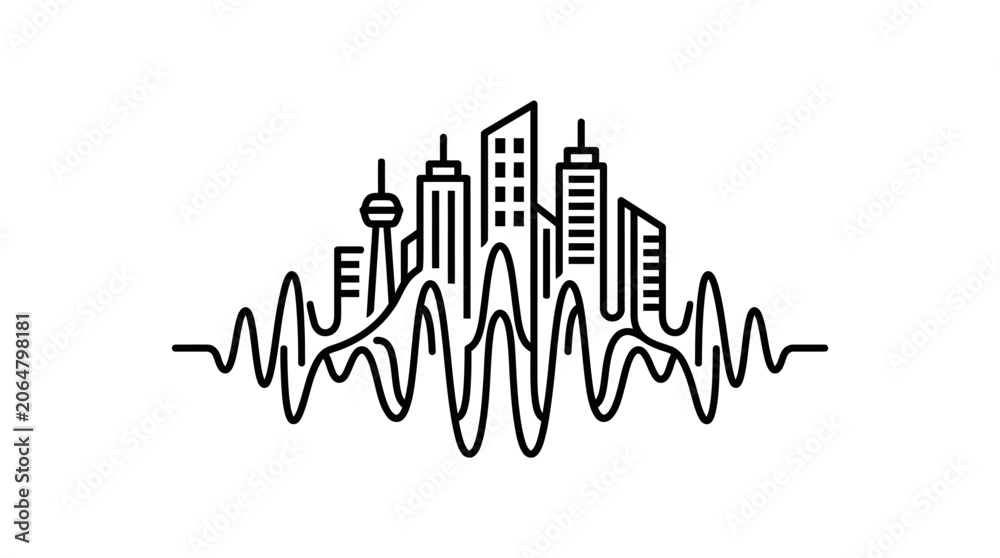 Obraz premium Cityscape Line Drawing Urban Landscape Design.