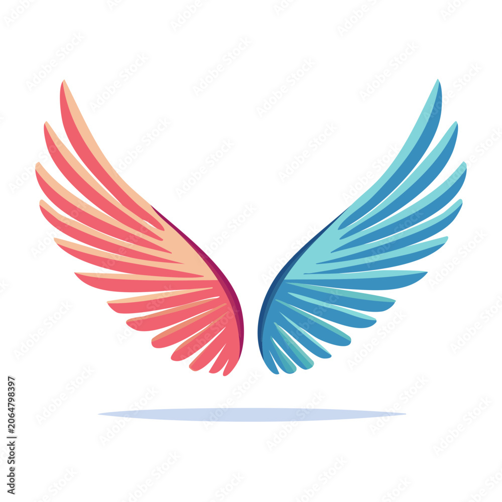 Fototapeta premium Colorful Angel Wings Illustration