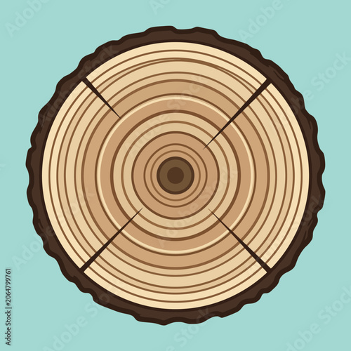 A flat vector illustration of a circular wood tree slice