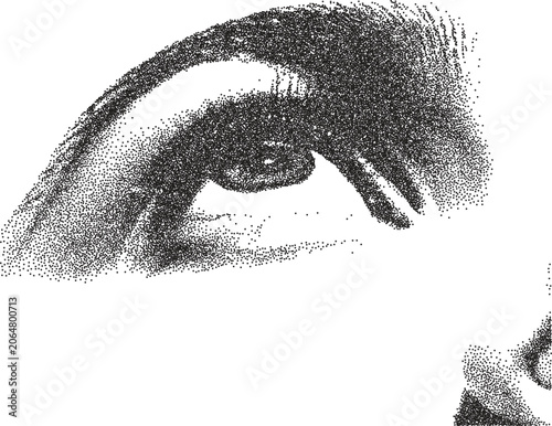 Eye retro y2k stipple design vision halftone brutalist urban vector png with clear background, iris 2000s photocopy grunge tattoo gen z effect