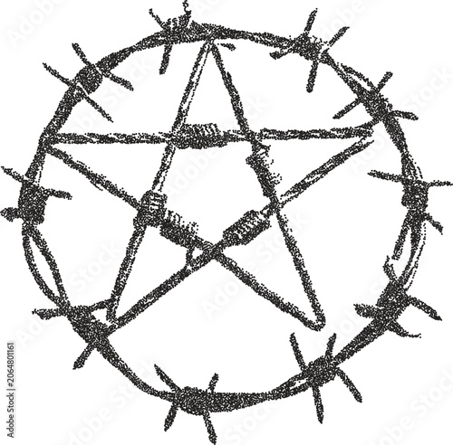Star retro y2k stipple design pentagram halftone brutalist urban vector png with clear background, magic 2000s photocopy grunge tattoo gen z effect