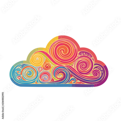 Colorful swirl cloud with rainbow spirals