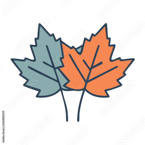Flat Design Maple Leaves Icon