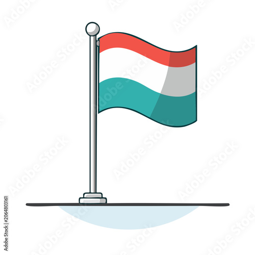 Flat design national flag on pole illustration