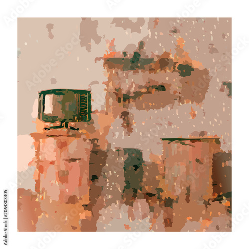 Vintage Television with Grunge Texture Background