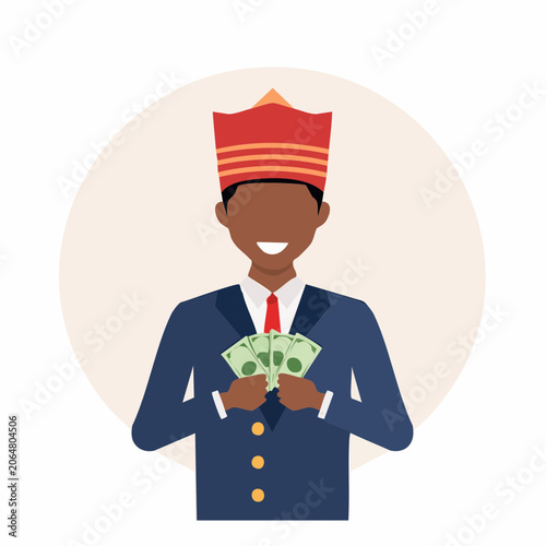 Man in Suit and Hat Holding Money