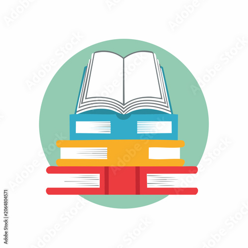 Stack of Books with Open Book on Top