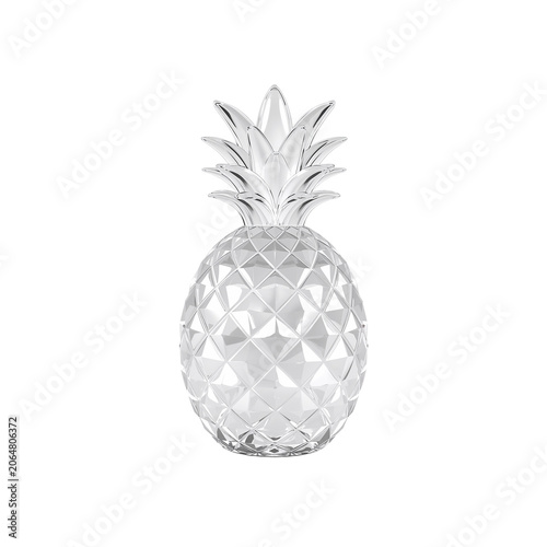 Silver pineapple-shaped decorative bottle opener isolated on transparent background