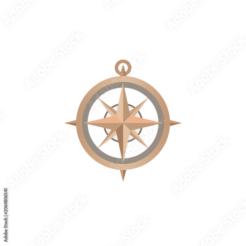 Vintage brass compass with rope loop hanging decoration isolated on transparent background