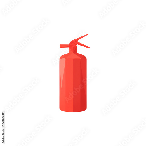Red portable fire extinguisher ready for use isolated on transparent background
