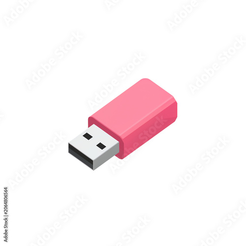 Pink usb flash drive isolated isolated on transparent background
