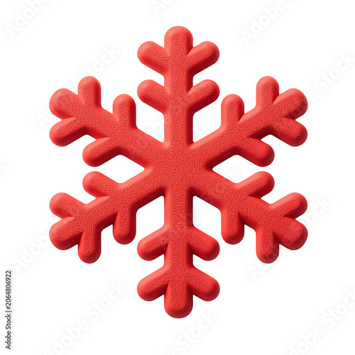 Red stylized snowflake icon with sharp points isolated on transparent background