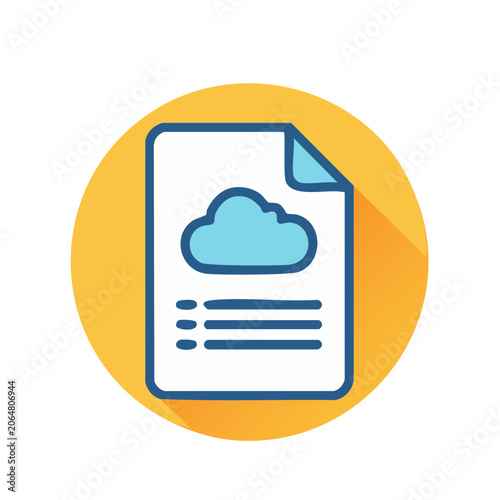 Document with Cloud Icon on Orange Background