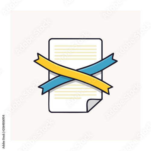 Document with crossed ribbons icon