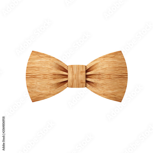 Brown woven fabric bow tie on white background isolated on transparent background