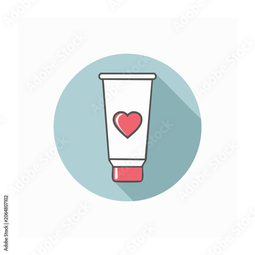 Flat icon of a tube with a heart symbol