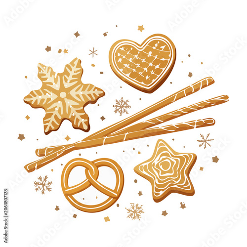 Gingerbread Cookies and Holiday Treats Illustration