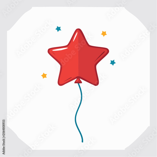 Red Star Balloon with Confetti