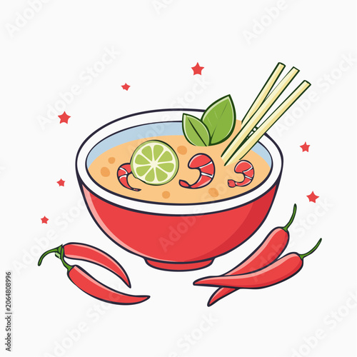 Tom Yum Soup with Shrimp and Lime