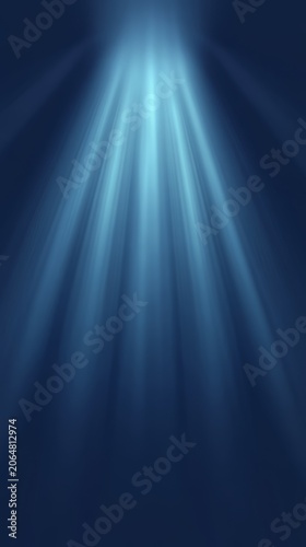 Abstract blue light rays emanating from a bright center against a dark gradient