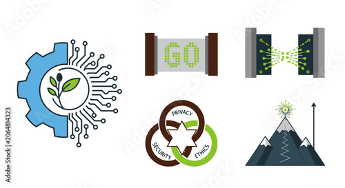 Green Technology and Sustainability Icons Set.