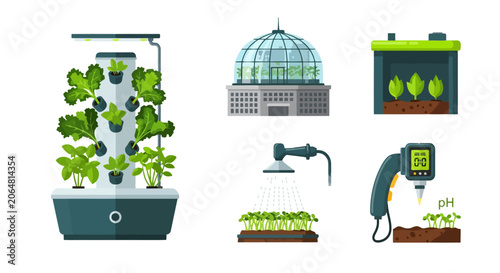 Hydroponic vertical garden system for growing plants indoors.