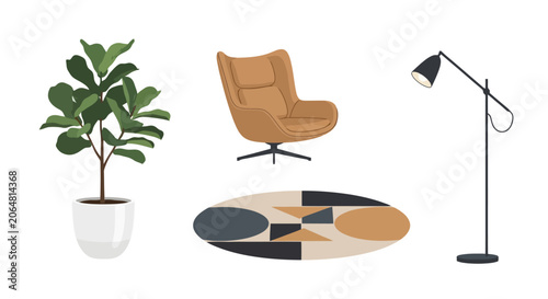 Modern Living Room Furniture and Decor Set.