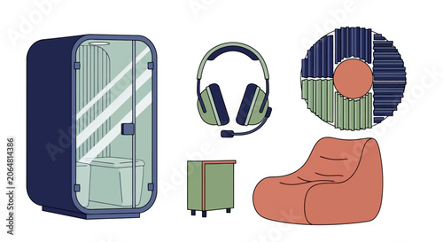 Modern Office Pod and Furniture Set.